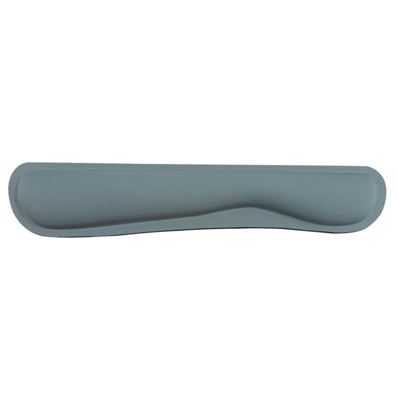 Grey memory foam wrist rest in matching fabric cover, front view on white background – Pausadesk