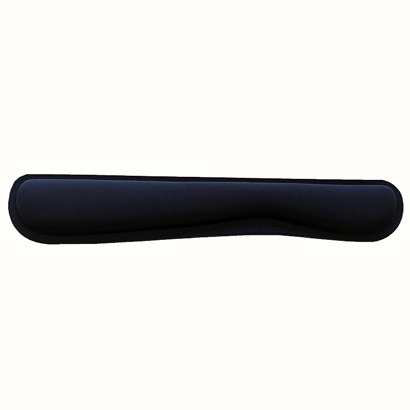 Black memory foam keyboard wrist rest with contoured wrist channel, front view on white background – Pausadesk